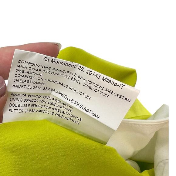 Piazza Sempione Neon‎ Lime Green Cream Colorblock Mini Skirt Size 38 US 2 - Picture 9 of 9